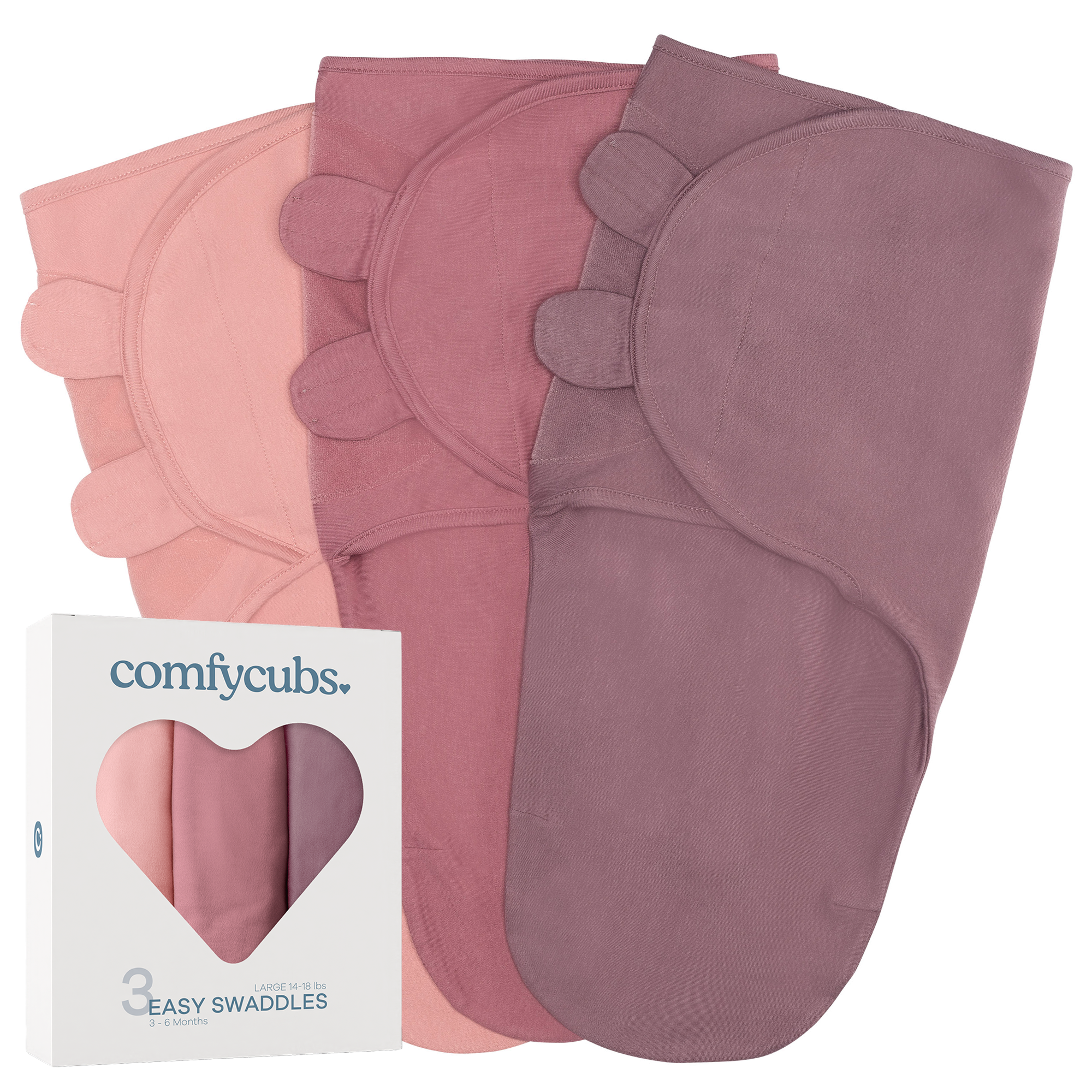 Comfy Cubs Baby Easy Swaddle Blankets - Pack of 3