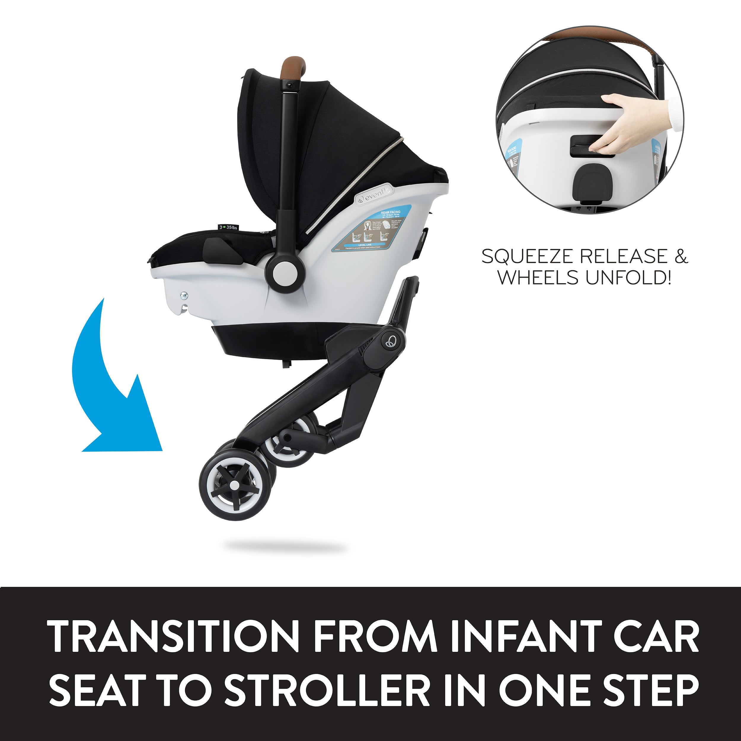 Evenflo Gold Shyft DualRide Infant Car Seat and Stroller Combo With Extended Canopy | Open Box