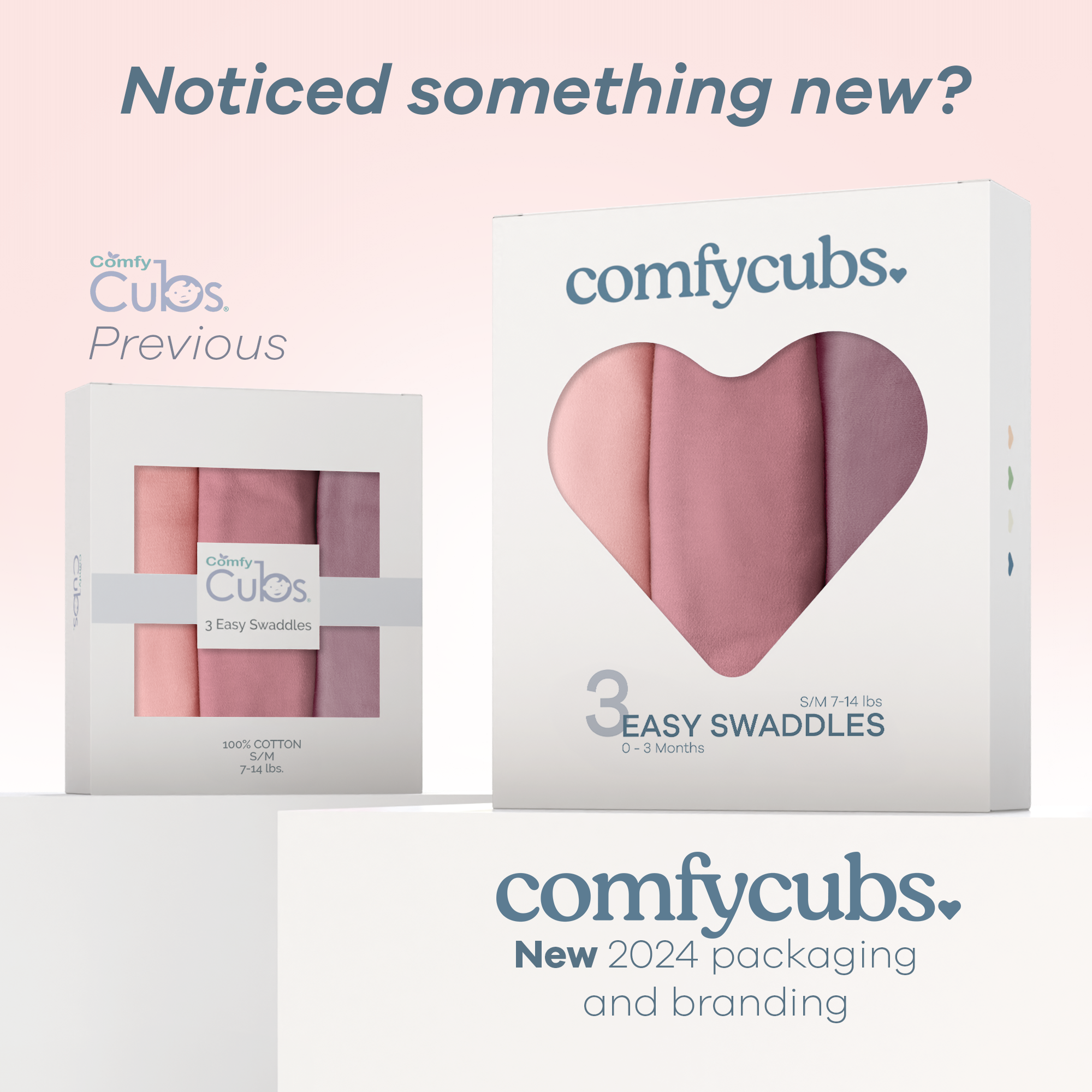 Comfy Cubs Baby Easy Swaddle Blankets - Pack of 3