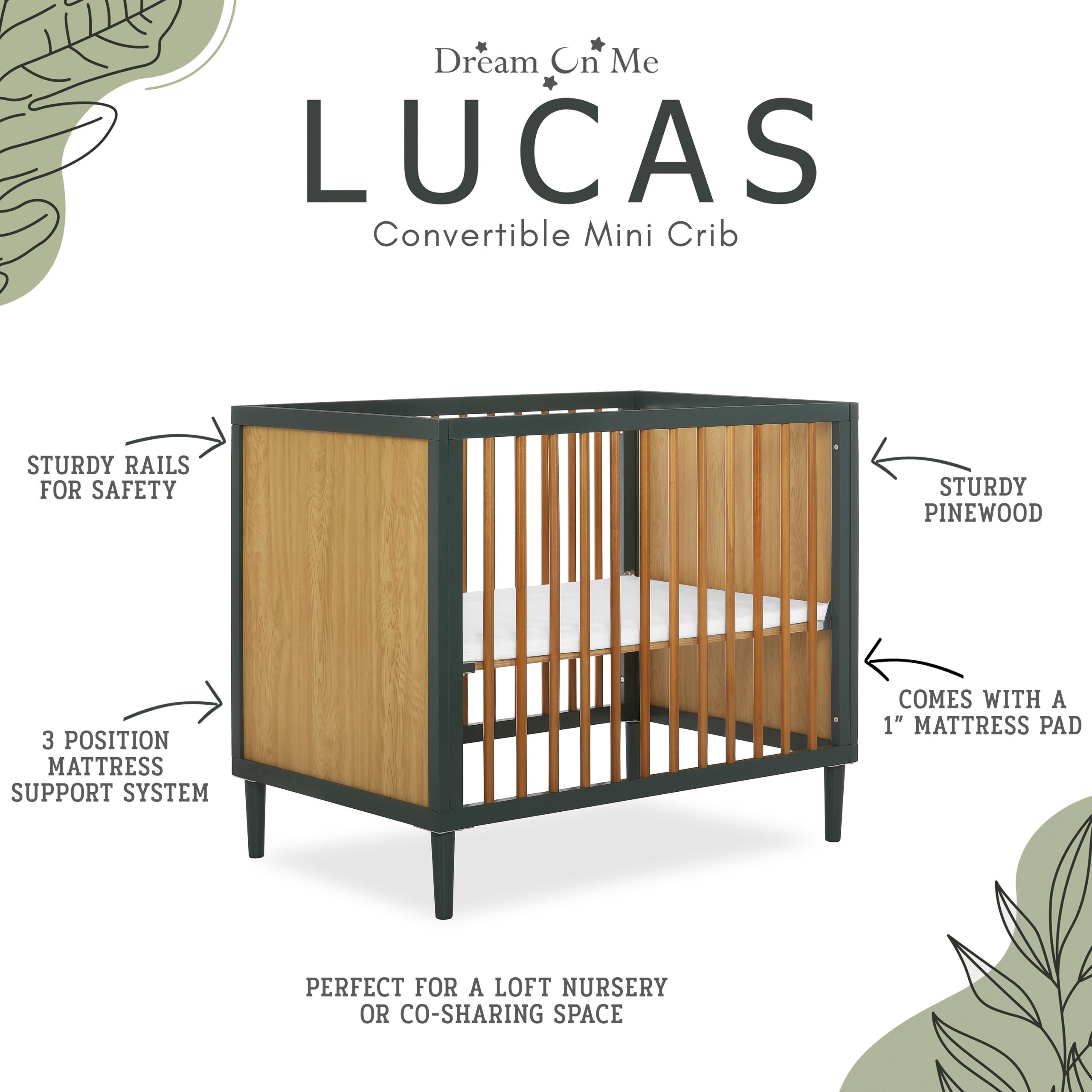 Dream On Me Lucas Mini Modern Crib