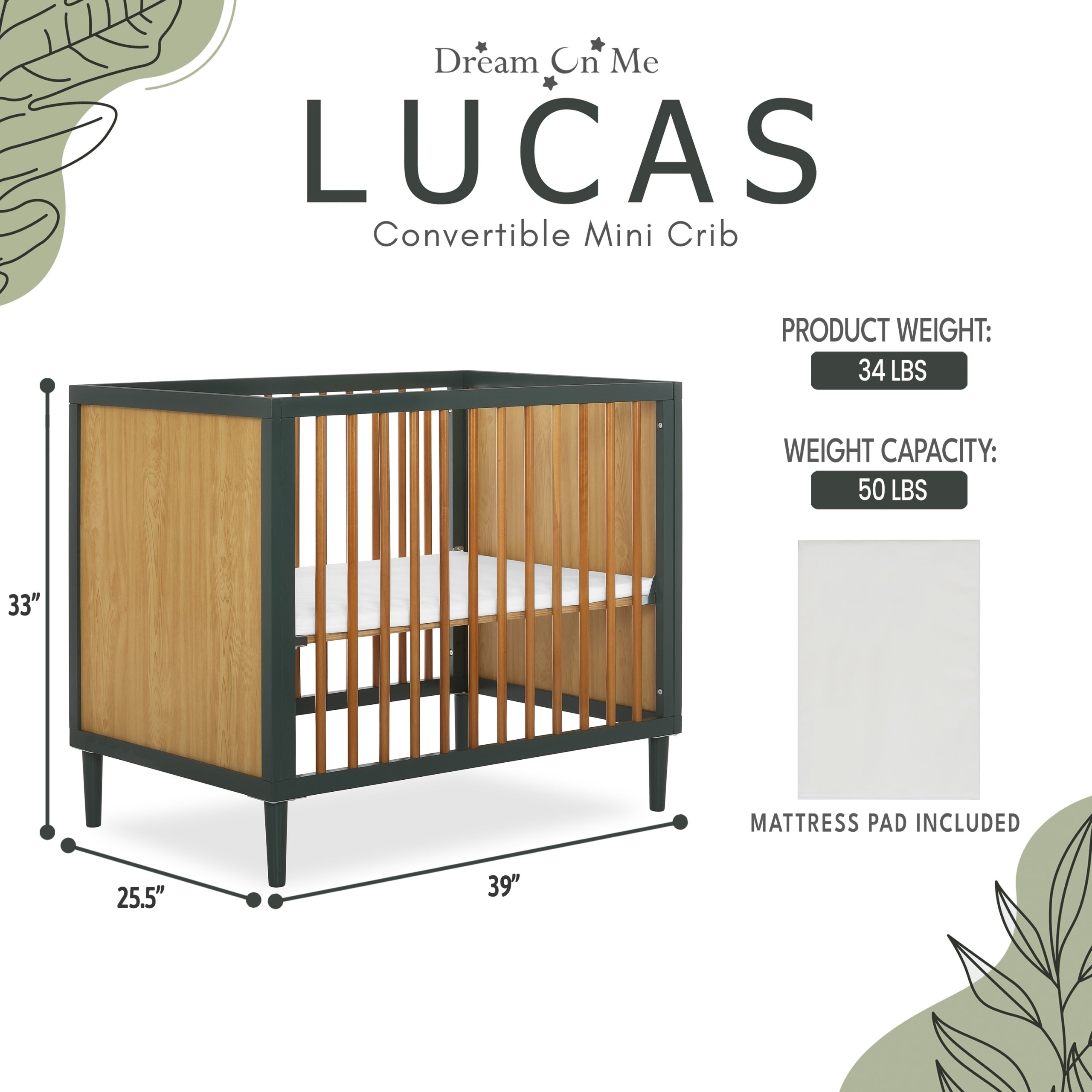Dream On Me Lucas Mini Modern Crib