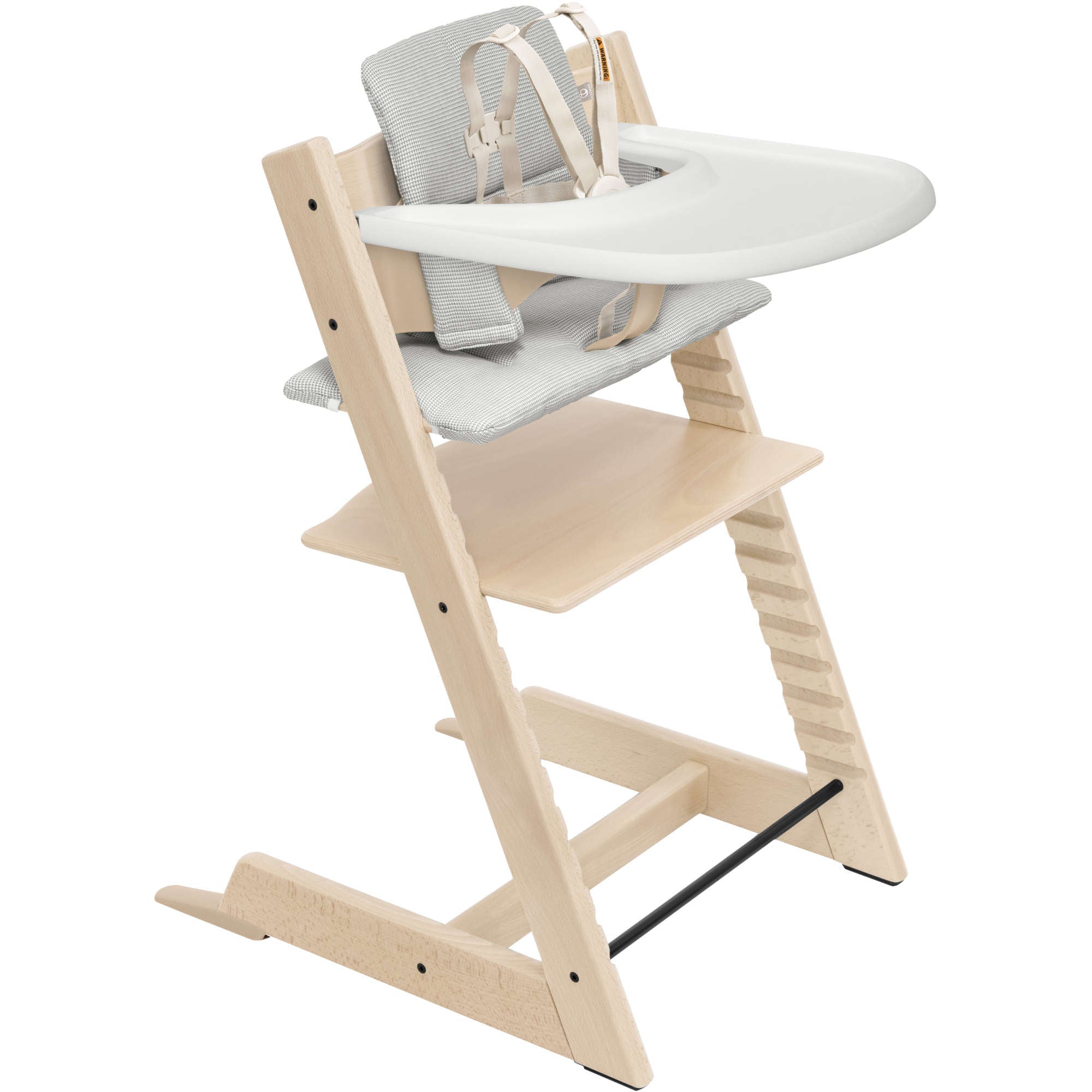 stokke travel seat Stokke Tripp Trapp High Chair² with Cushion + Tray, Whitewash + Anthracite Cushion, White Tray