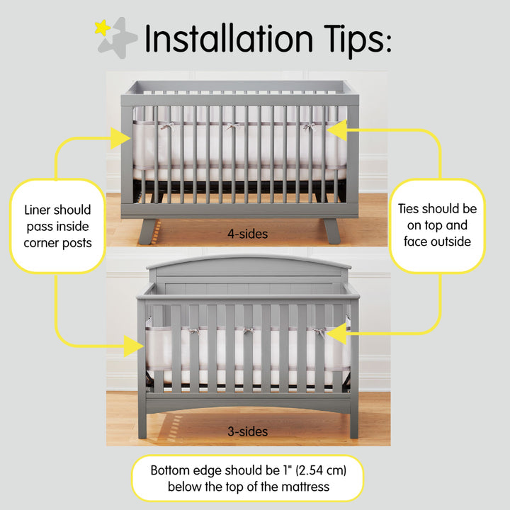 BreathableBaby Classic Mesh Liner for Full-Size Cribs (Covers 3 or 4 Sides)