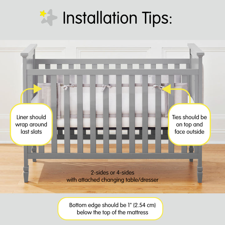 BreathableBaby Mesh Liner for Full-Size Cribs (Covers 2 Sides)