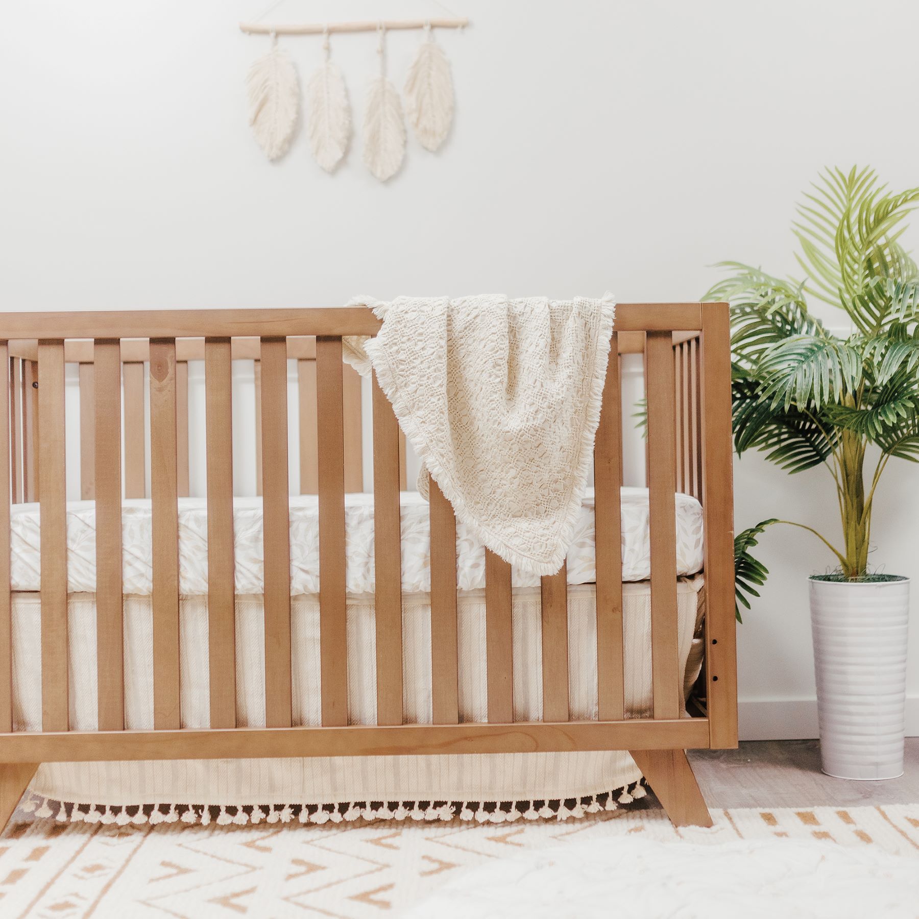 Crane Baby Oatmeal Boho Knit Blanket