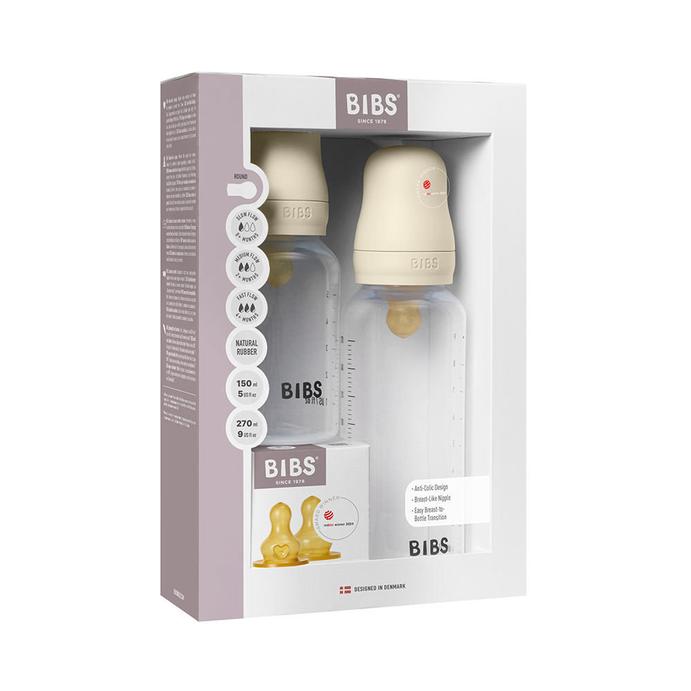 BIBS Baby BPA-Free Polypropylene Bottle Set 5oz + 9oz Latex