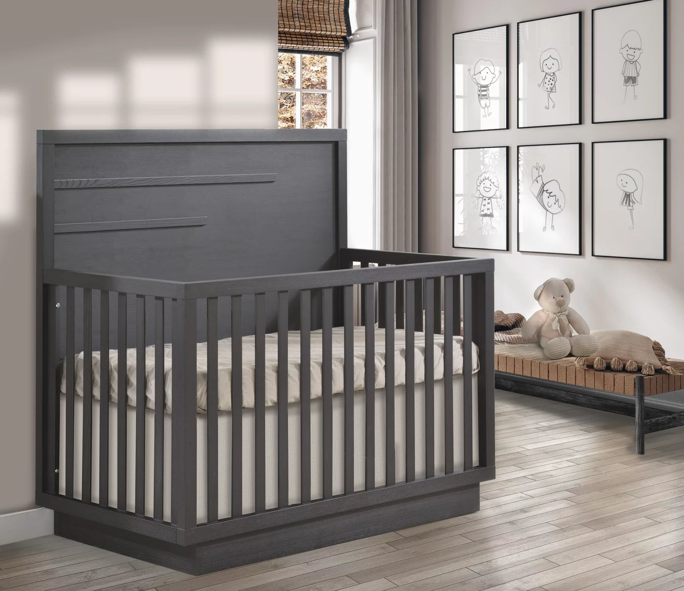 Natart Como Convertible Crib With Horizontal Molding