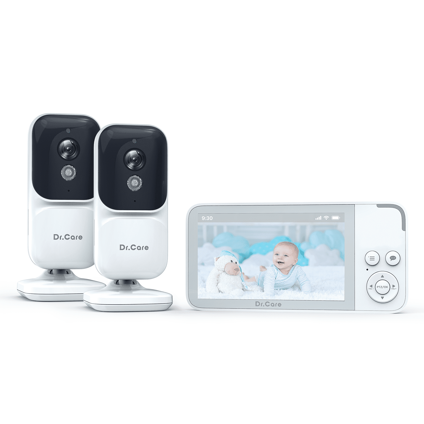 Dr.Care 3.5" Video Baby Monitor With 2 Cameras - No WiFi