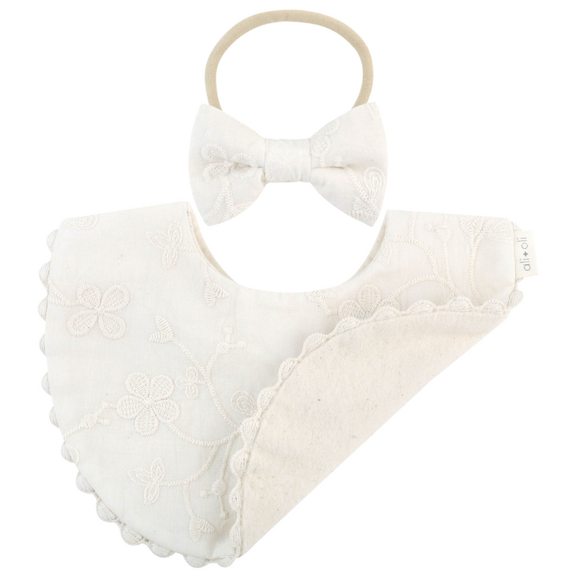 Ali+Oli Cotton Double Sided Baby Bib With Bow