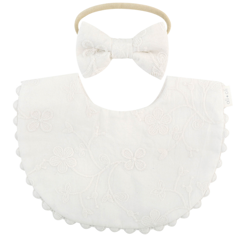 Ali+Oli Cotton Double Sided Baby Bib With Bow