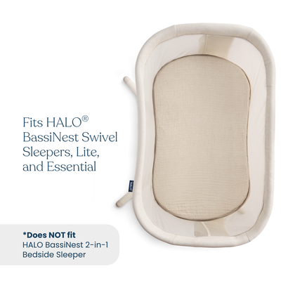 Halo BassiNest Fitted Sheet 100% Organic Cotton Muslin | 2-Pack
