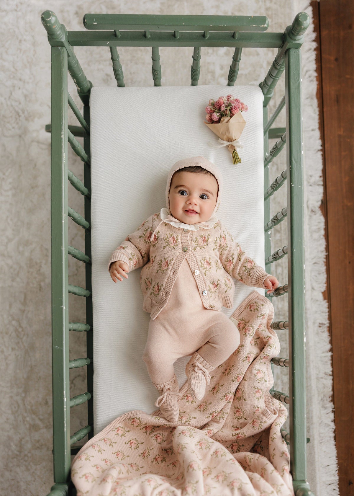 Peluche Floral Intarsia Knit Blanket
