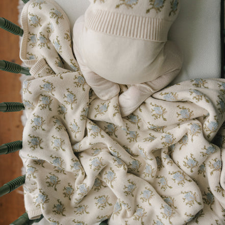 Peluche Floral Intarsia Knit Blanket