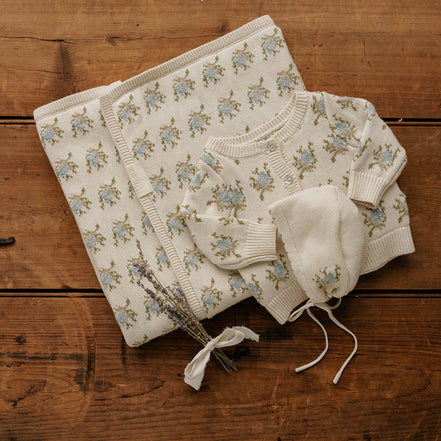 Peluche Floral Intarsia Knit Blanket