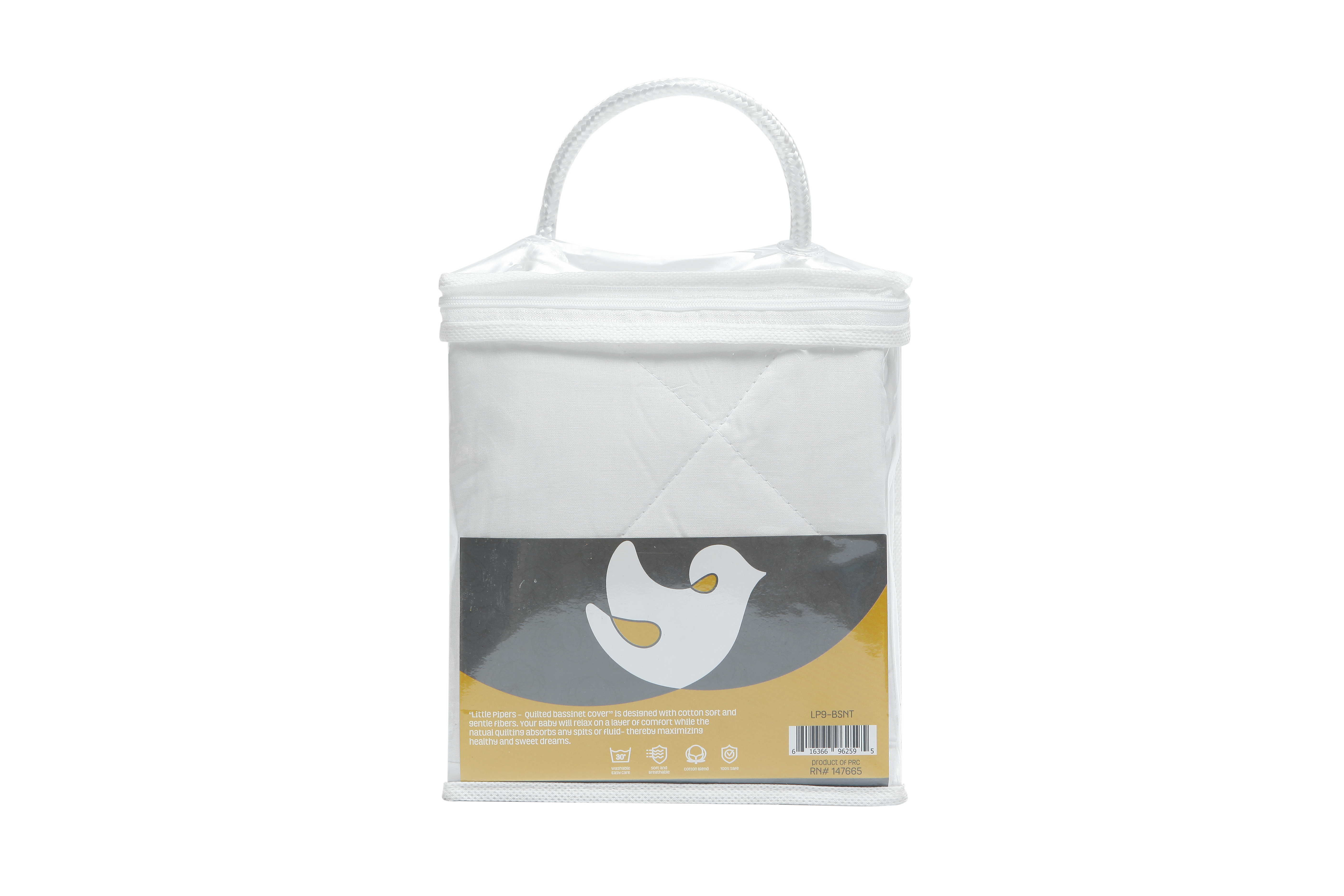 Little Pipers Waterproof Fitted Quilted Bassinet Cover