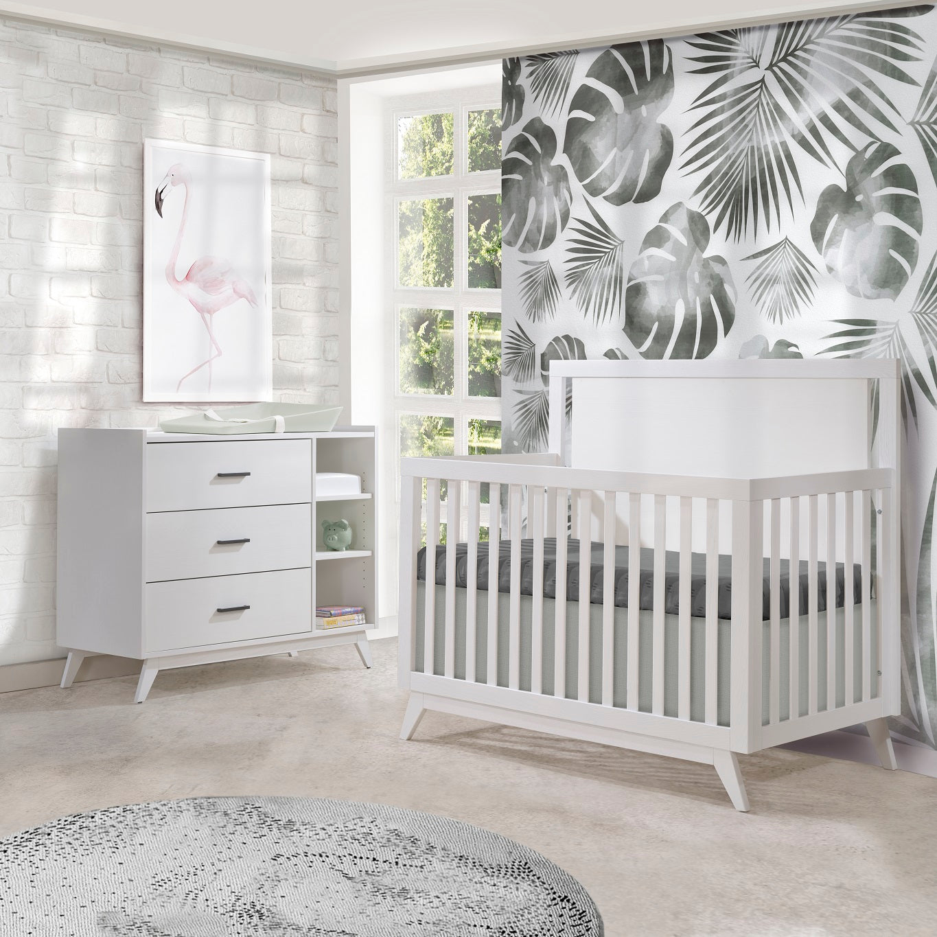 white crib grey dresser Baby Nursery Furniture