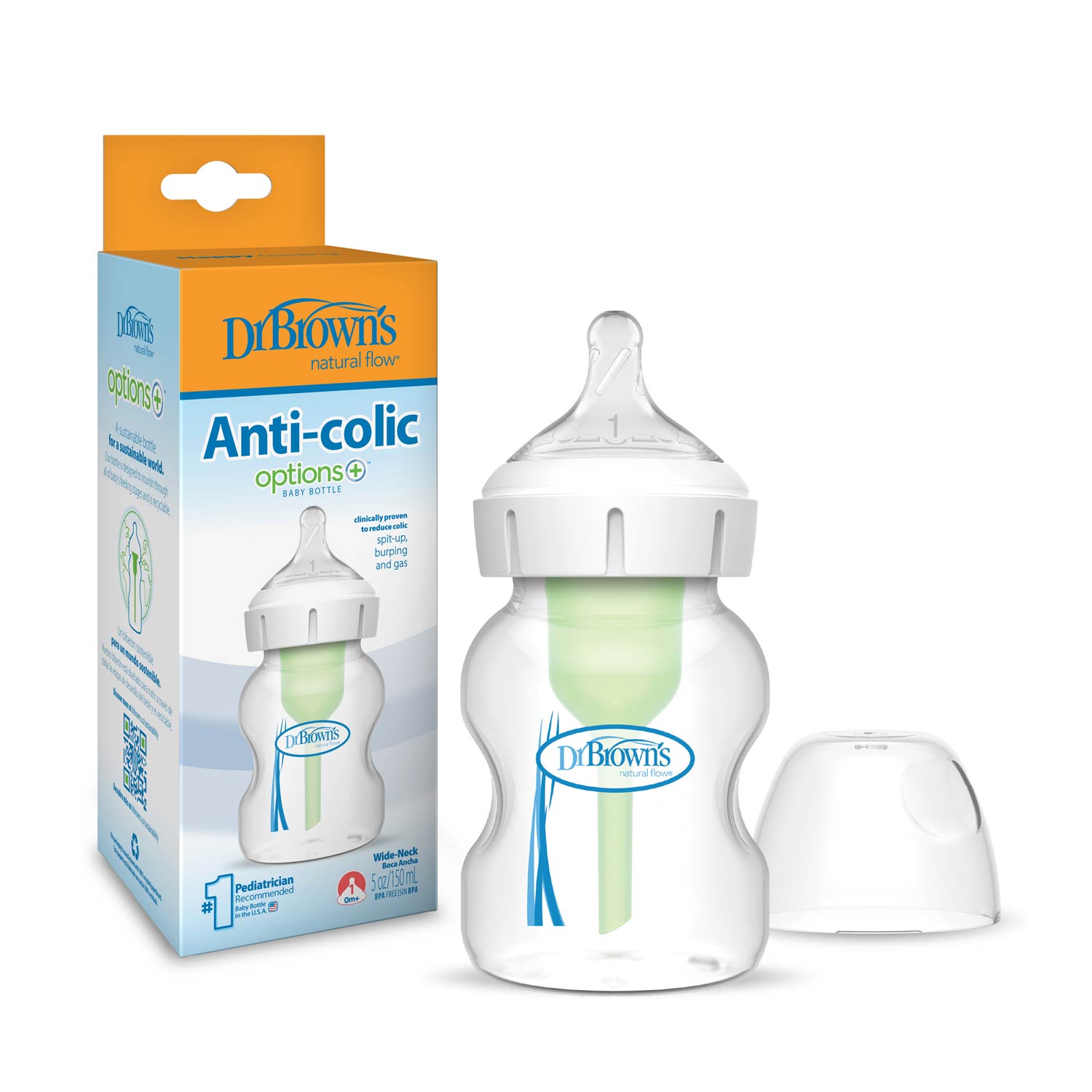 Dr. Brown's Natural Flow Anti-Colic Options+ Wide-Neck Baby Bottle
