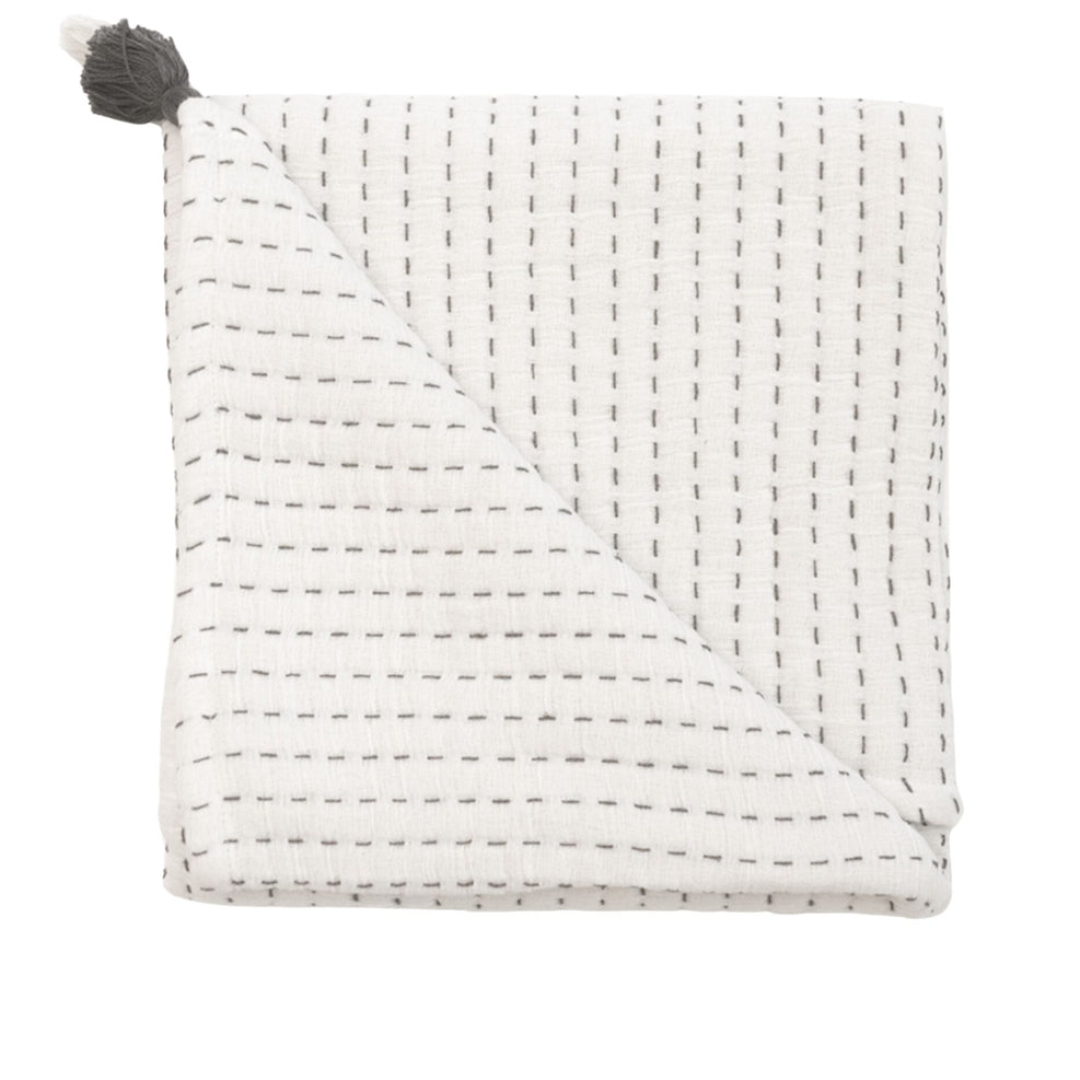 Crane Baby Stitched Striped Blanket