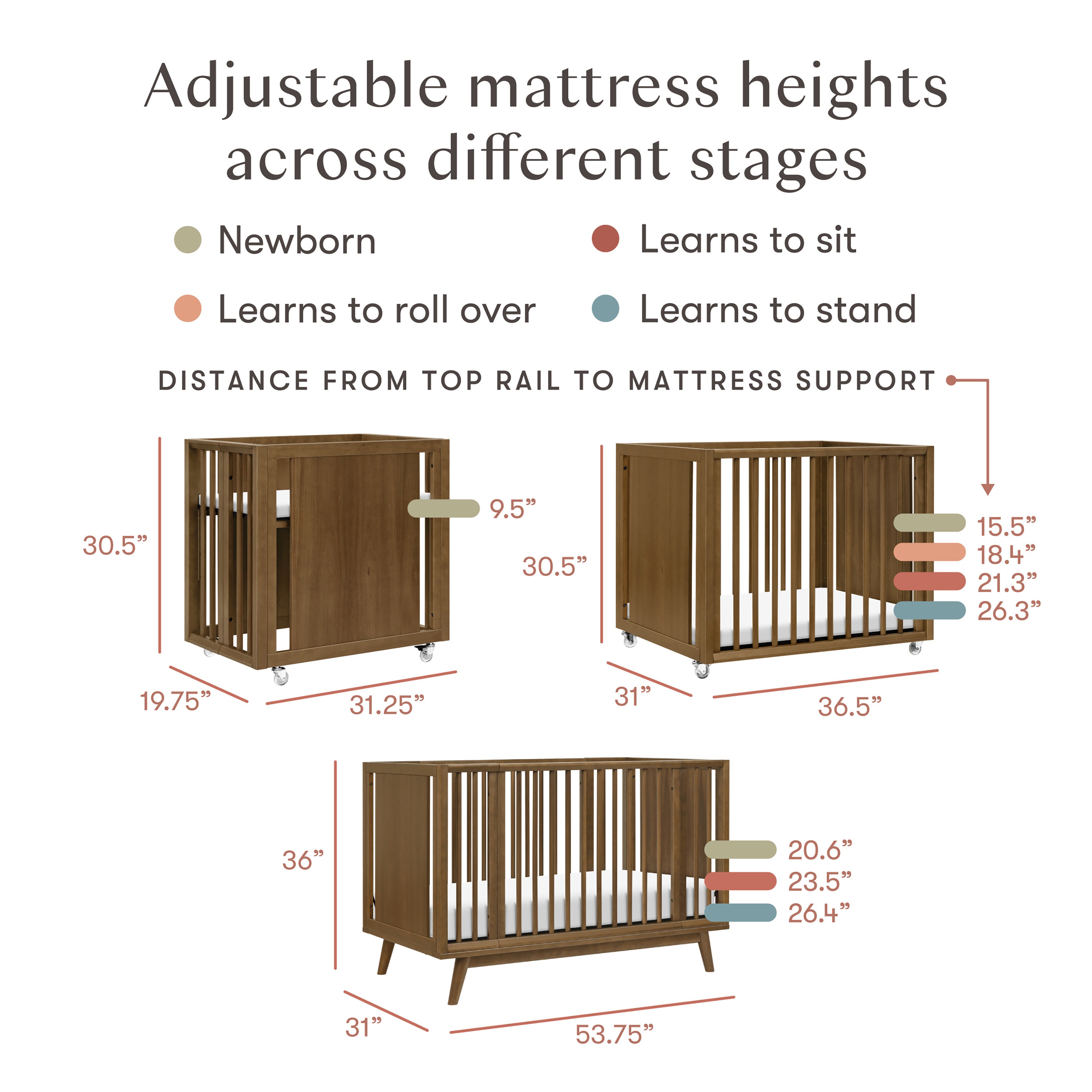 Babyletto Palma 8-in-1 Convertible All-Stages Crib with Bassinet & Toddler Bed Kits