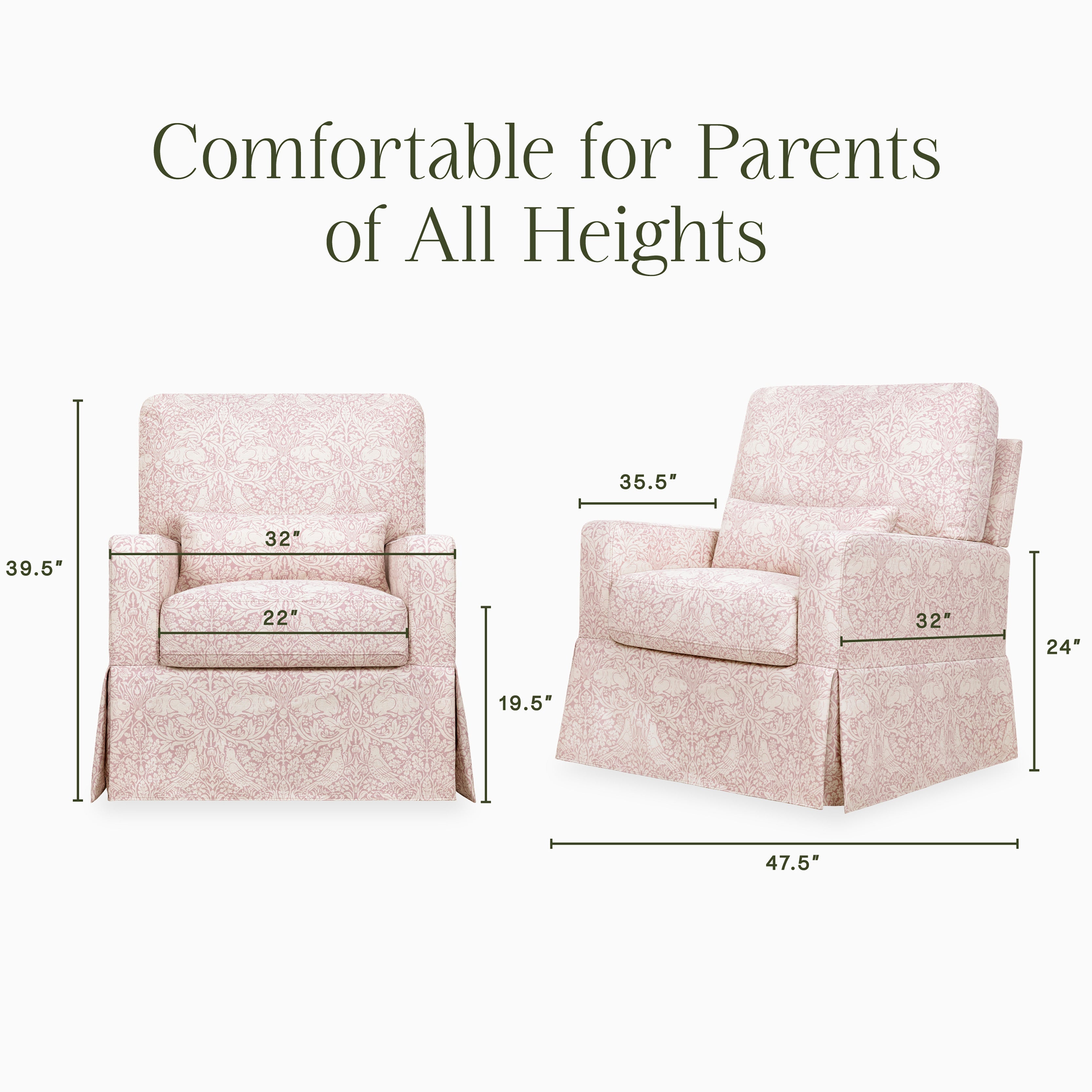 Morris & Co. x Namesake Crawford Pillowback Comfort Swivel Glider