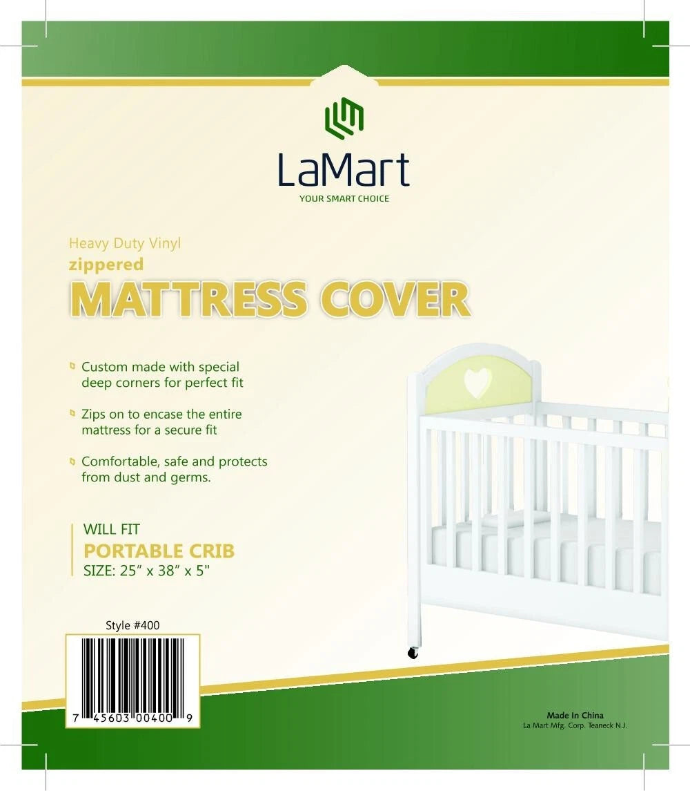 La Mart Portable Crib Vinyl Waterproof Mattress Cover