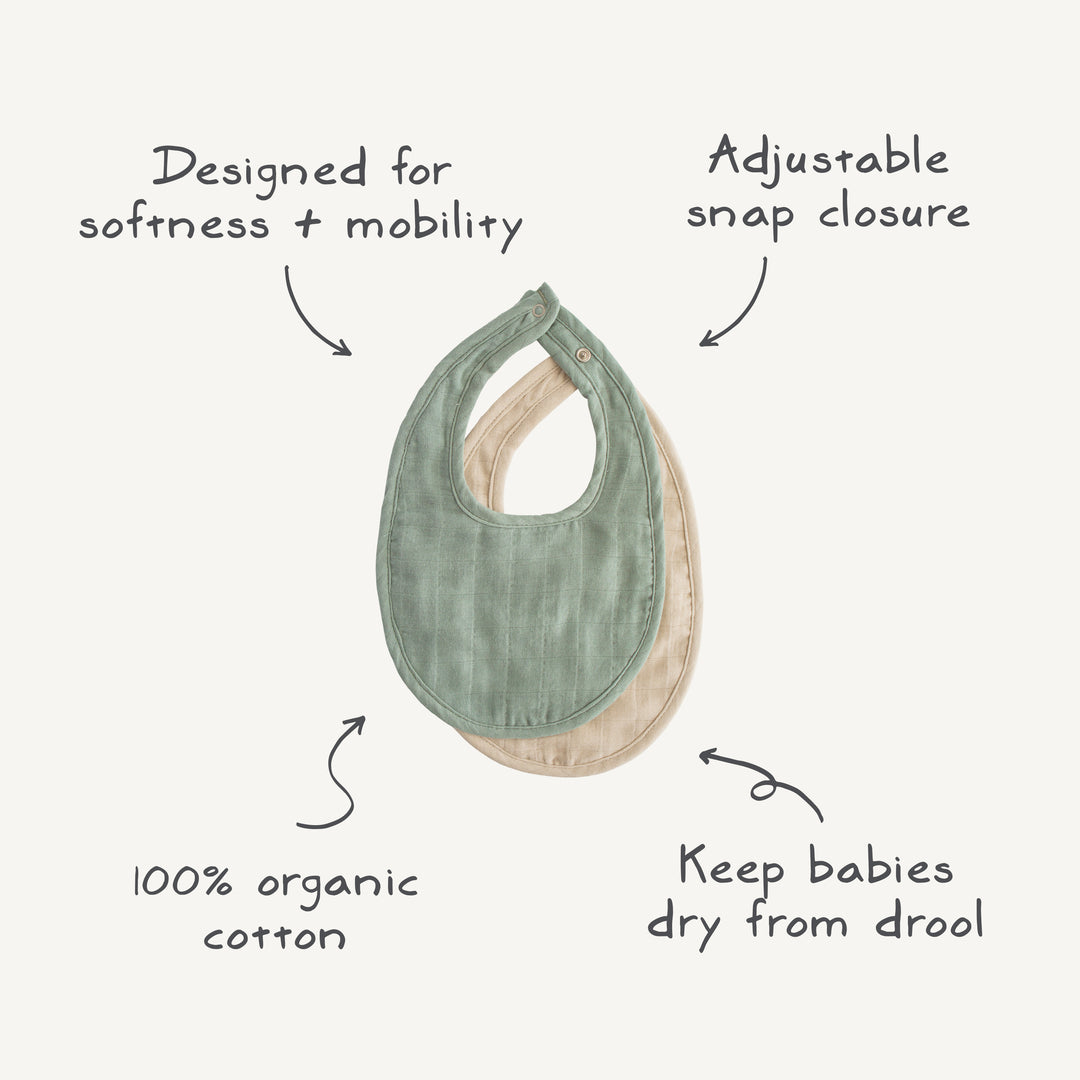 Mushie Muslin Baby Bib 2-Pack