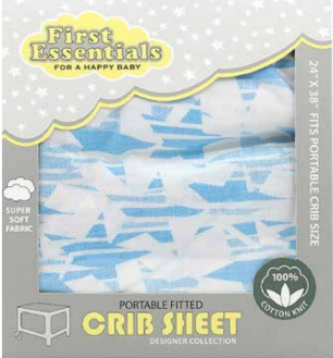 First Essentials Fitted Cotton Portable Crib Sheet