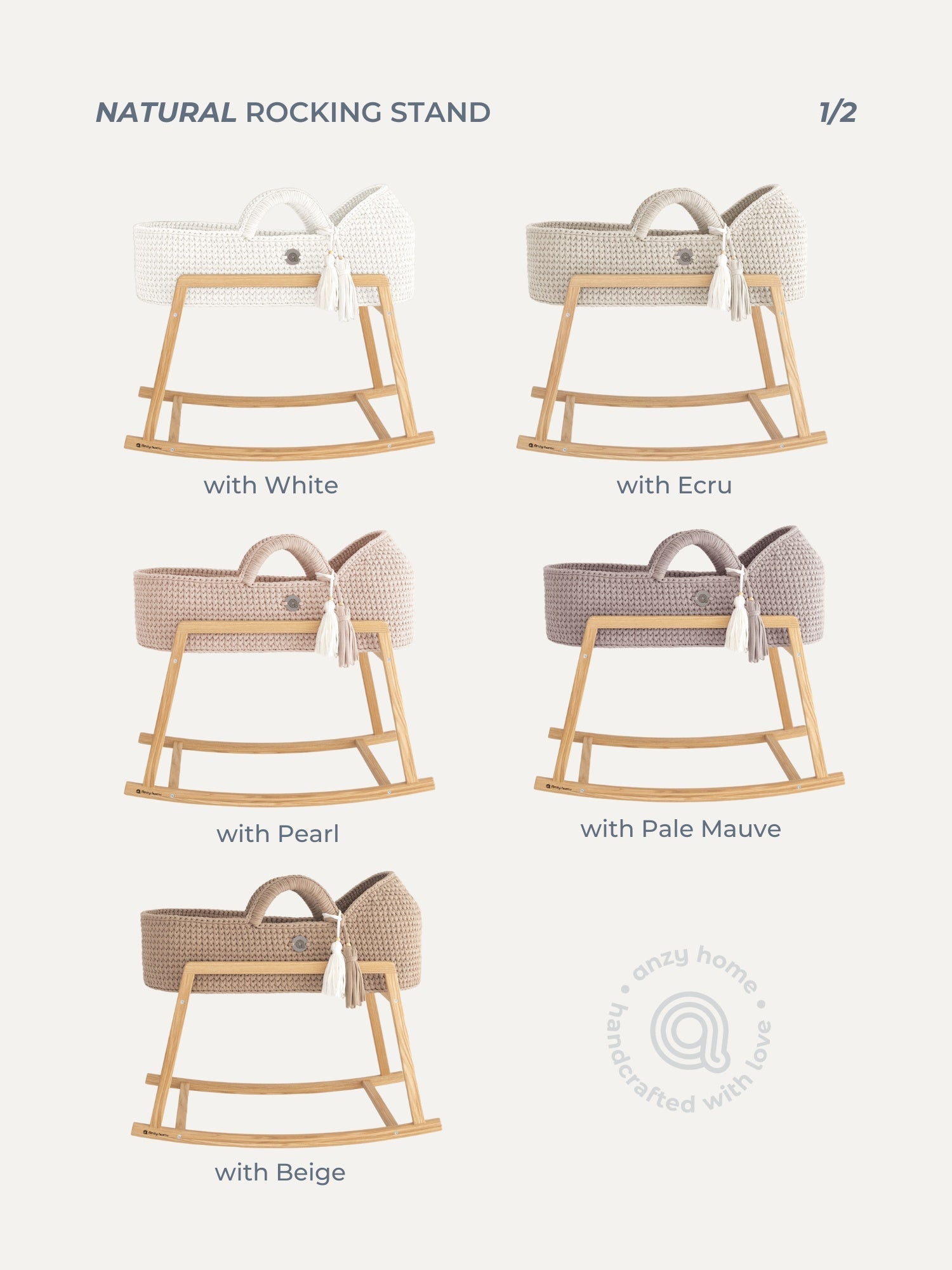 Anzy Home Rocking Stand for Baby Moses Basket