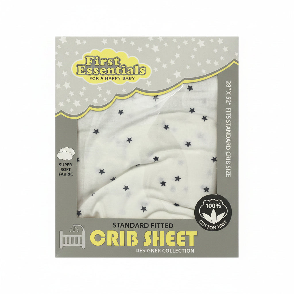 First Essentials Fitted Cotton Standard Crib Sheet