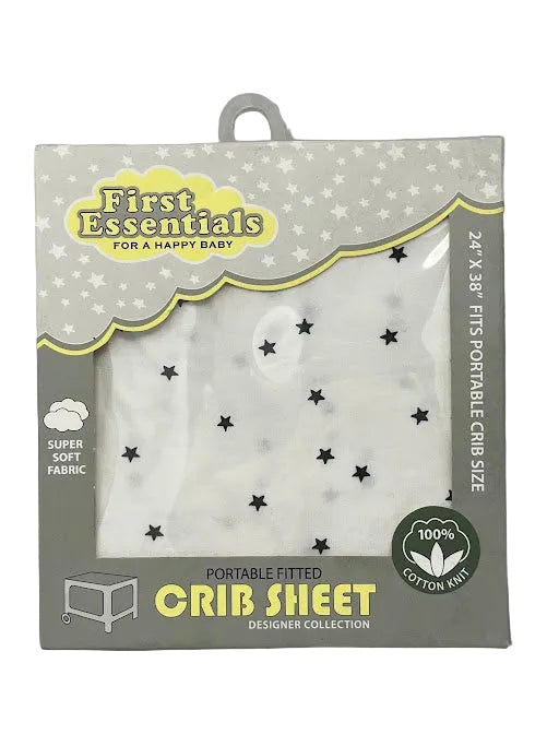 First Essentials Fitted Cotton Portable Crib Sheet