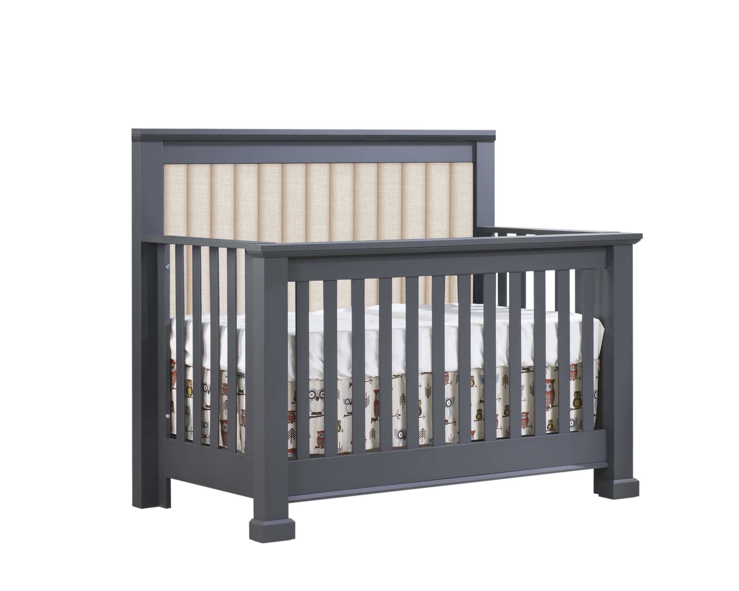 Natart Taylor 5-in-1 Convertible Crib with channel tufted Panel