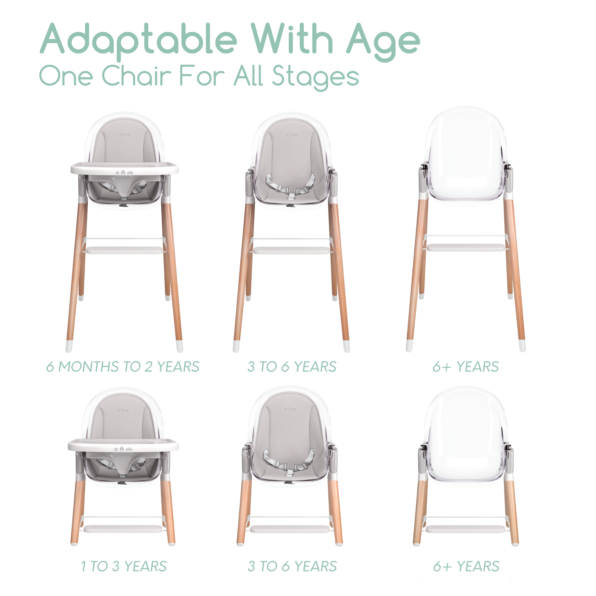 Children of Design Classic Non-Reclinable High Chair with Removable Seat Cushion