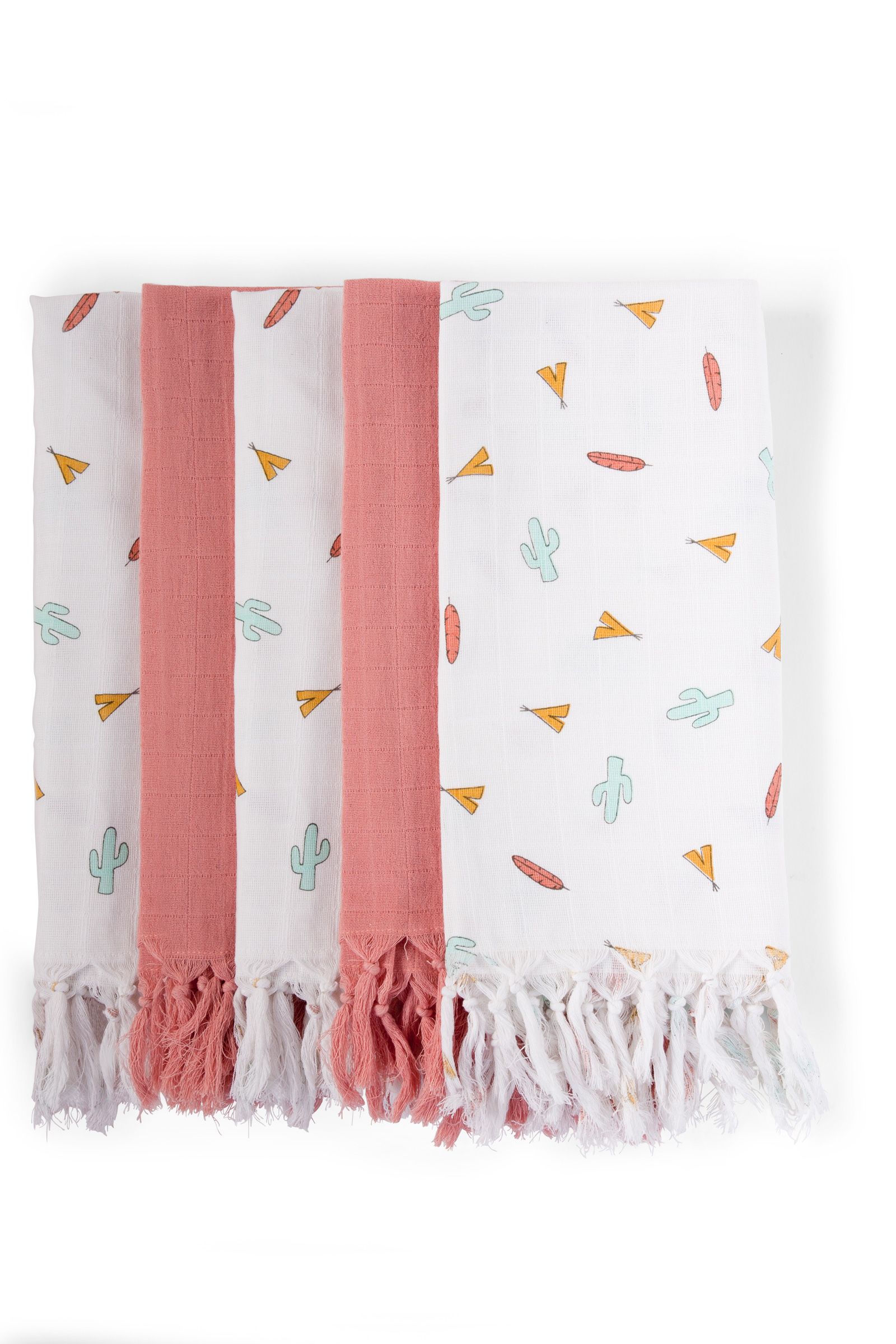 Childhome Pack of 5 Tipi Nude Cotton Cloths With Fringes