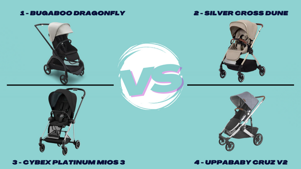 Bugaboo Dragonfly vs. Silver Cross Dune vs. Cybex Mios 3 vs. UPPAbaby Cruz V2:  A Guide to Mid-Size Strollers