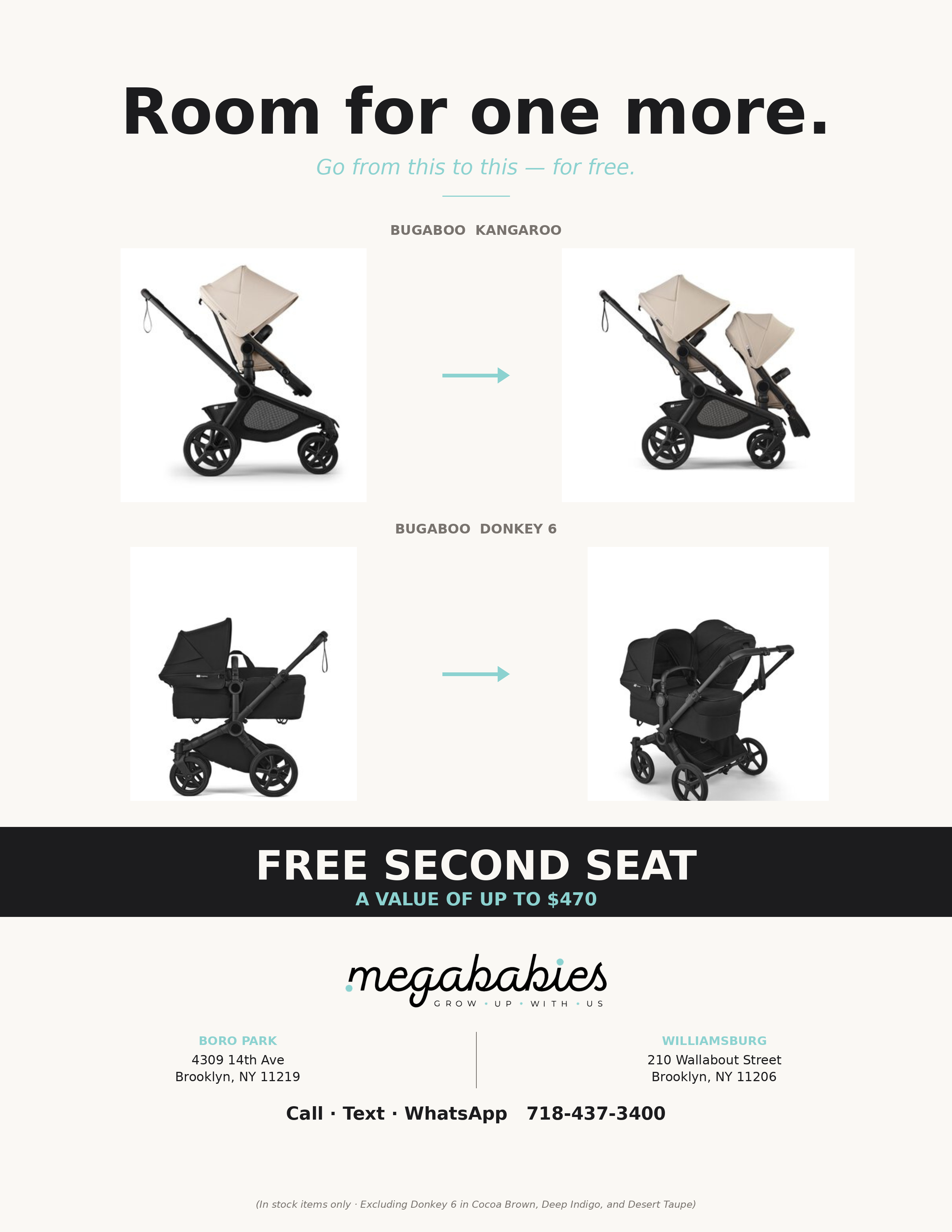 Buy a Bugaboo Kangaroo or Donkey 6, get a free sibling seat.