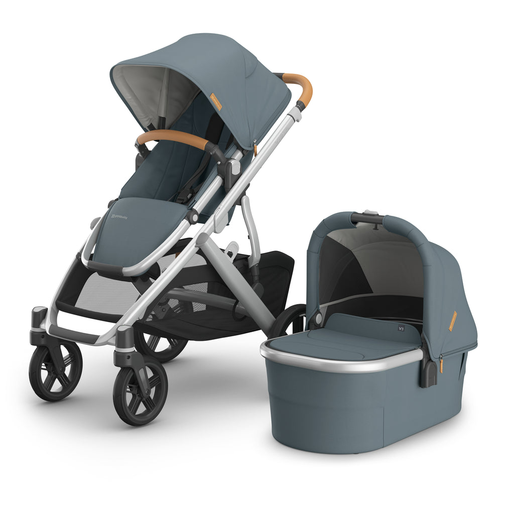 uppababy vista foam handle replacement UPPAbaby Vista V3 Stroller and Bassinet Complete Set Callum Stone Blue