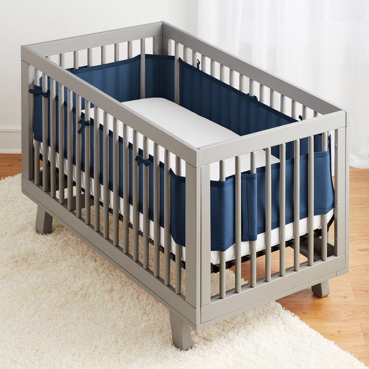 BreathableBaby Mesh Liner Twinkle Blue, 4-sided cot