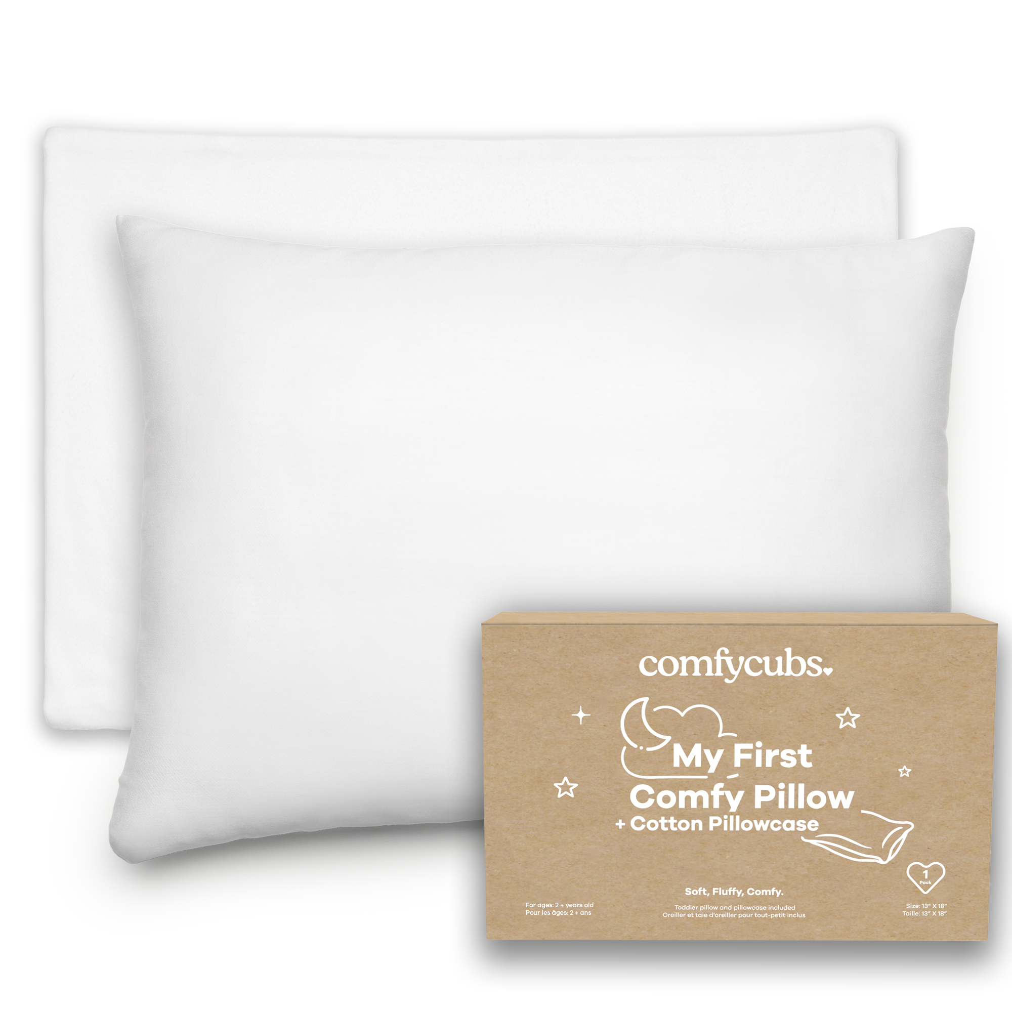 Comfy Cubs Toddler Pillow with Soft Cotton Pillowcase