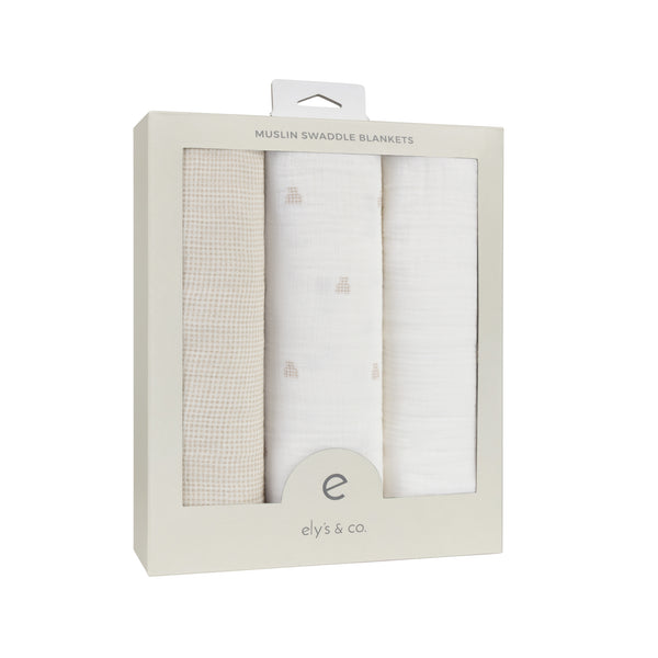 Ely's & Co. Cotton Muslin Swaddle Blanket - 3 Pack