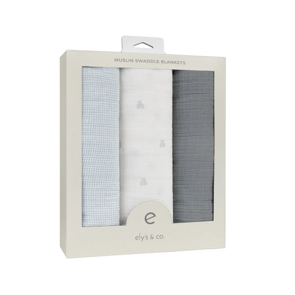 Ely's & Co. Cotton Muslin Swaddle Blanket - 3 Pack