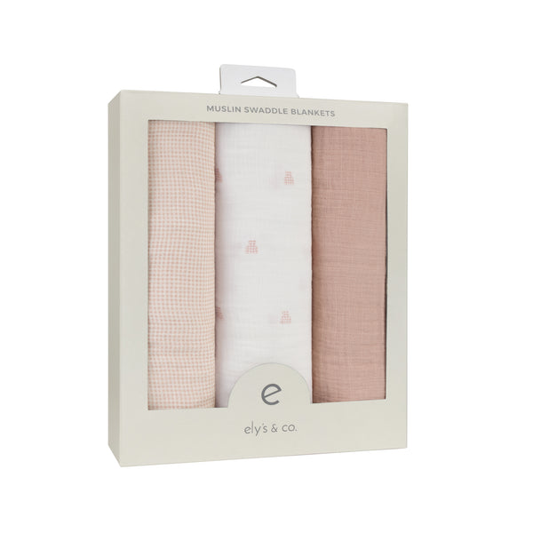 Ely's & Co. Cotton Muslin Swaddle Blanket - 3 Pack