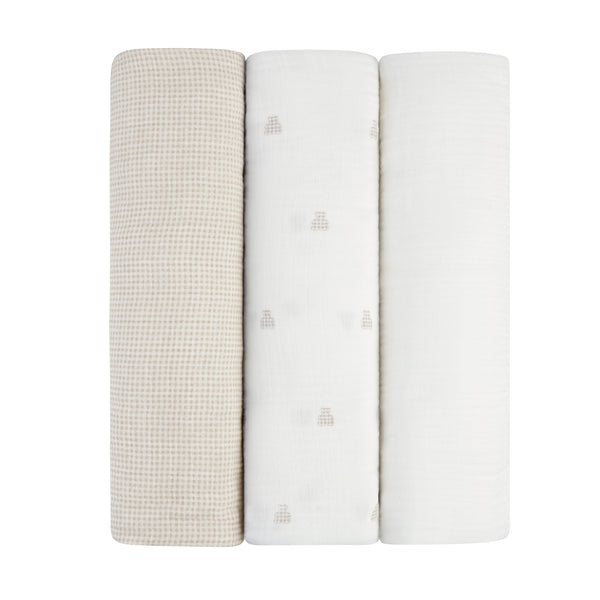 Ely's & Co. Cotton Muslin Swaddle Blanket - 3 Pack