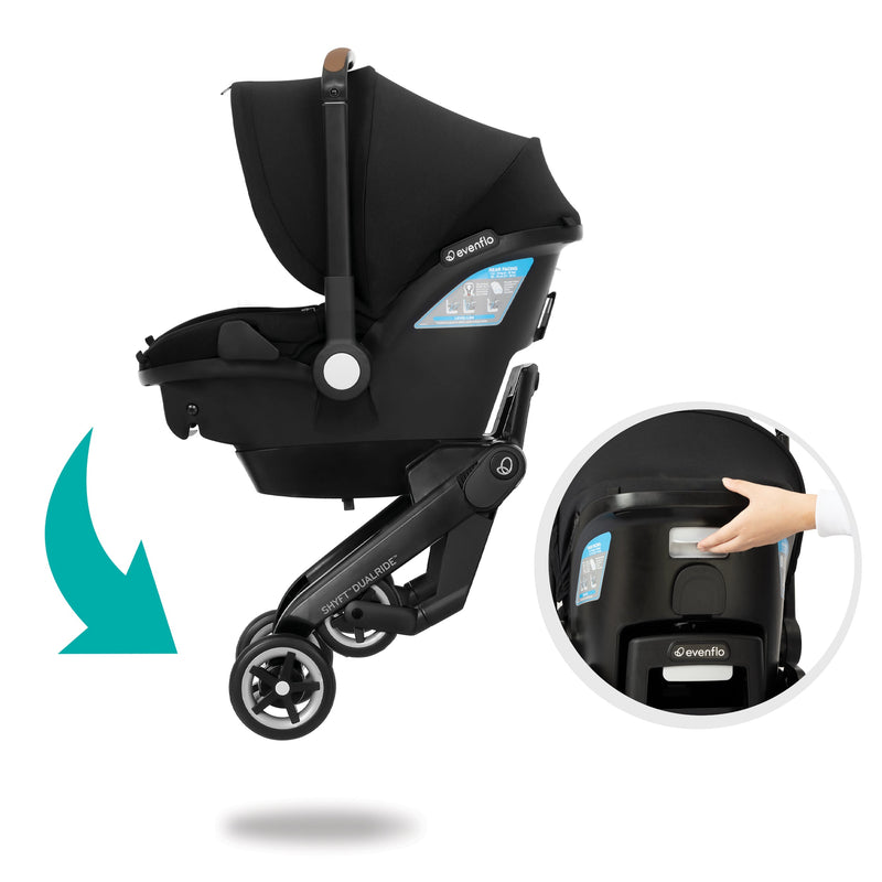 Evenflo Shyft DualRide Infant Car Seat and Stroller Combo with Carryall Storage - Damaged Box