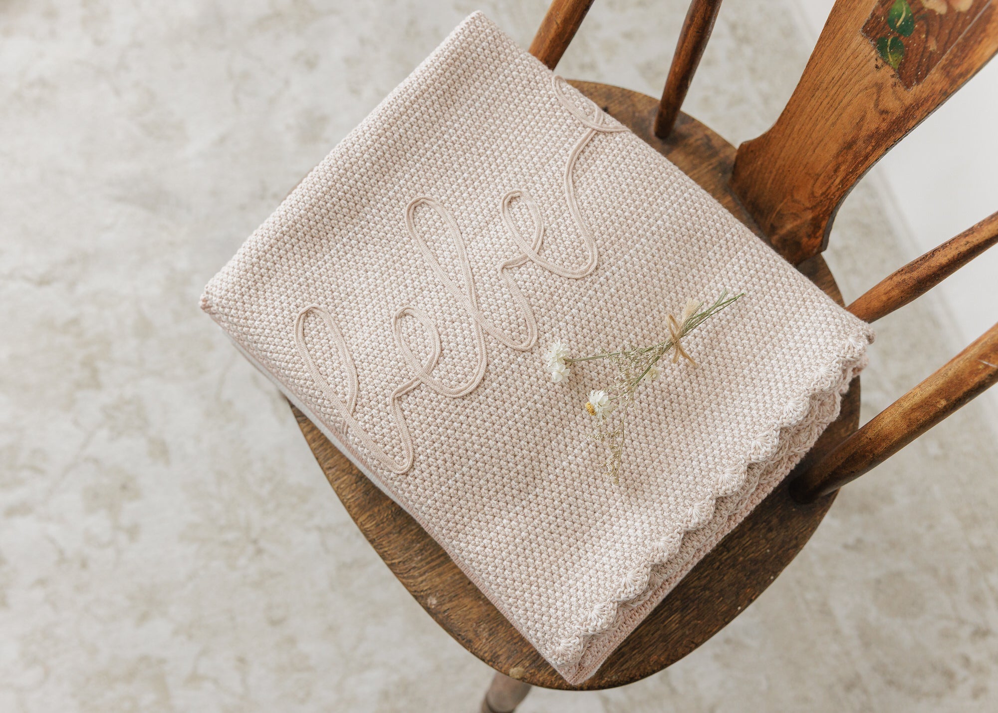 Peluche Scalloped Mélange Bebe Blanket