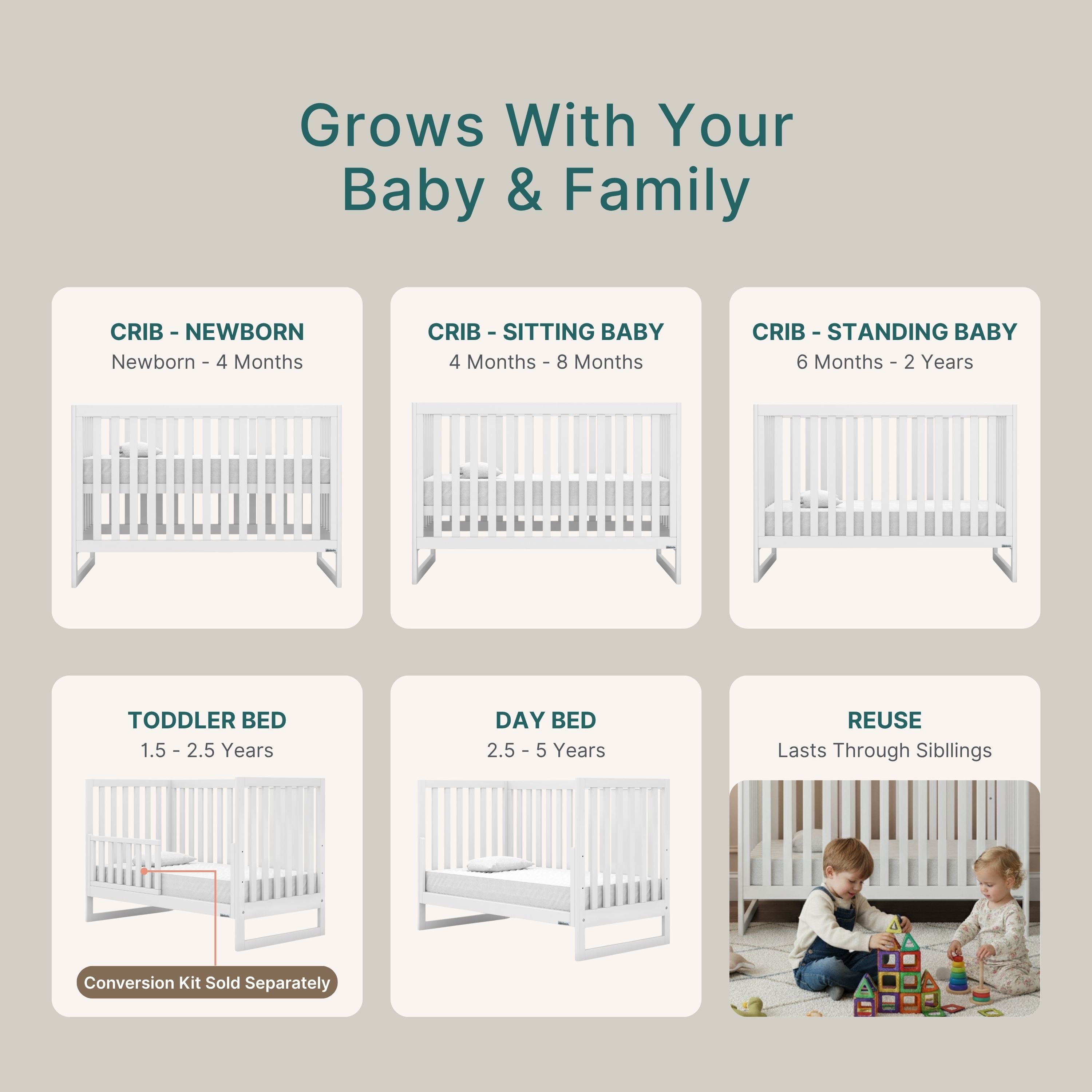dadada Austin 3-in-1 Convertible Crib
