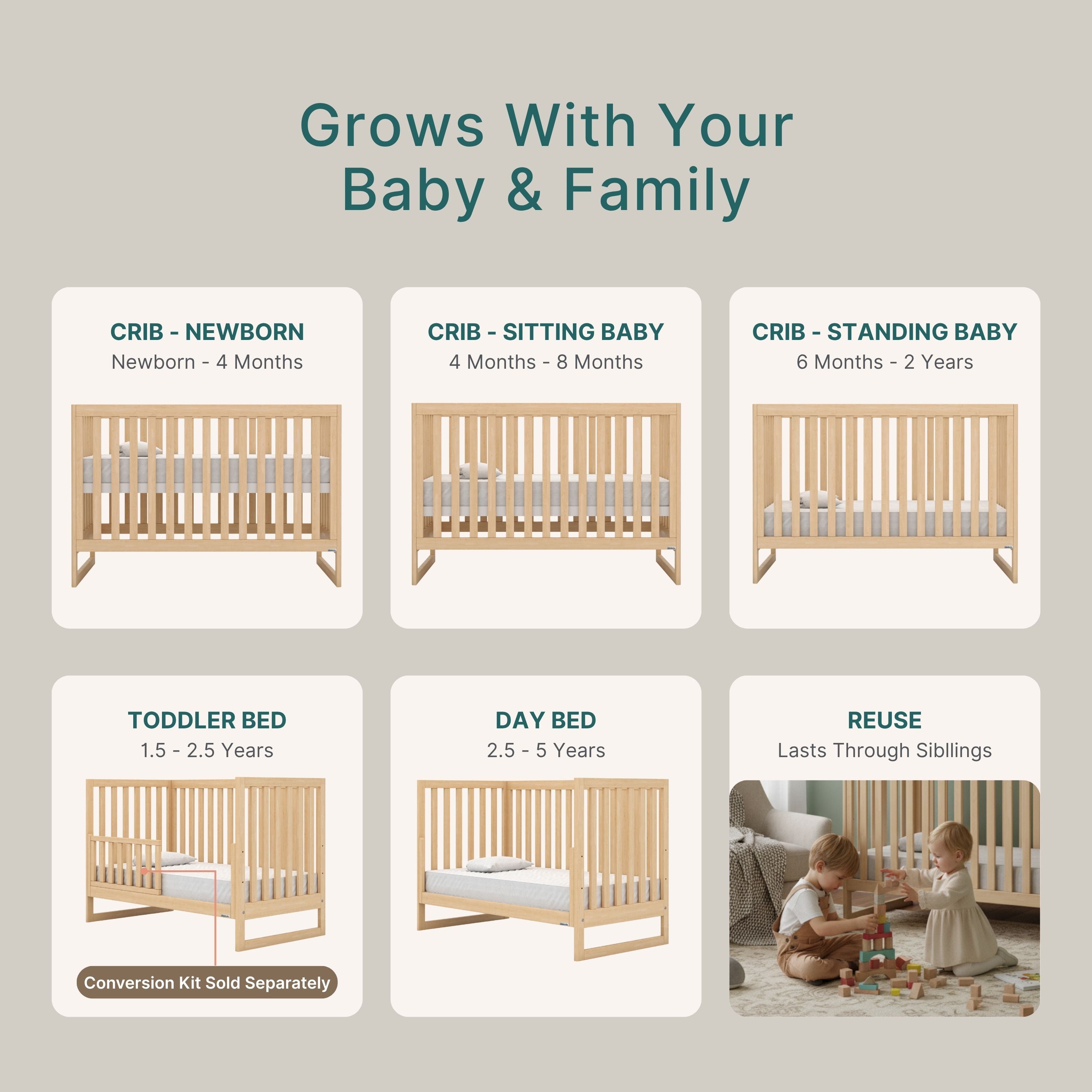 dadada Austin 3-in-1 Convertible Crib