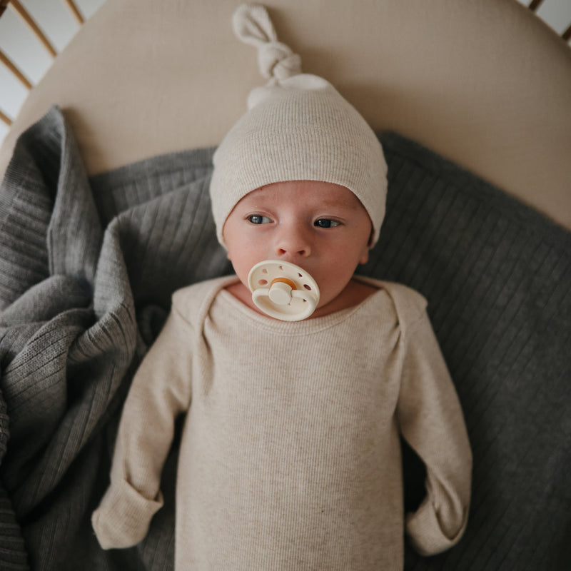 Mushie Knitted Ribbed Baby Blanket