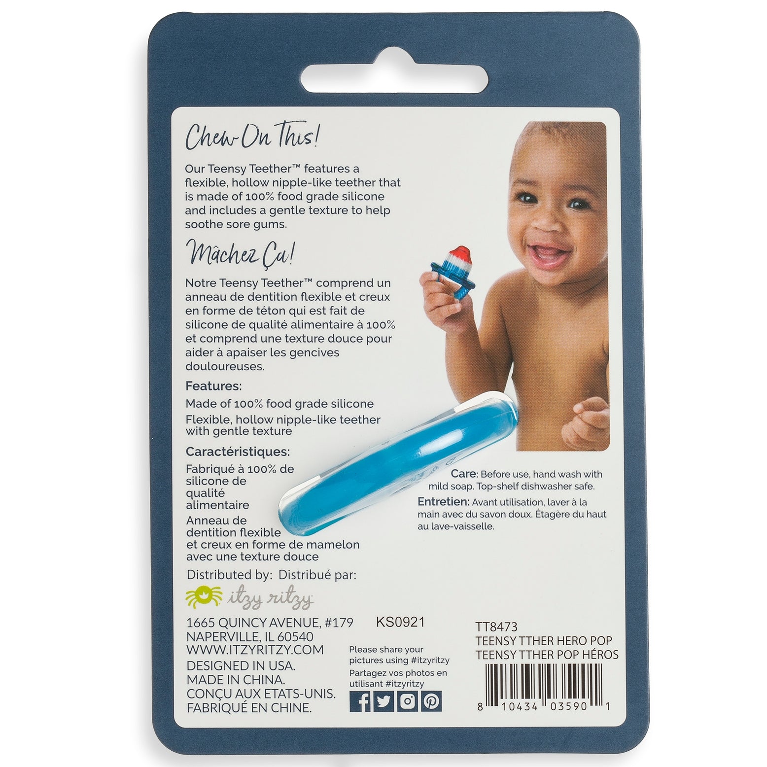 Itzy Ritzy Teensy Teether Hero Pop Soothing Silicone Teether