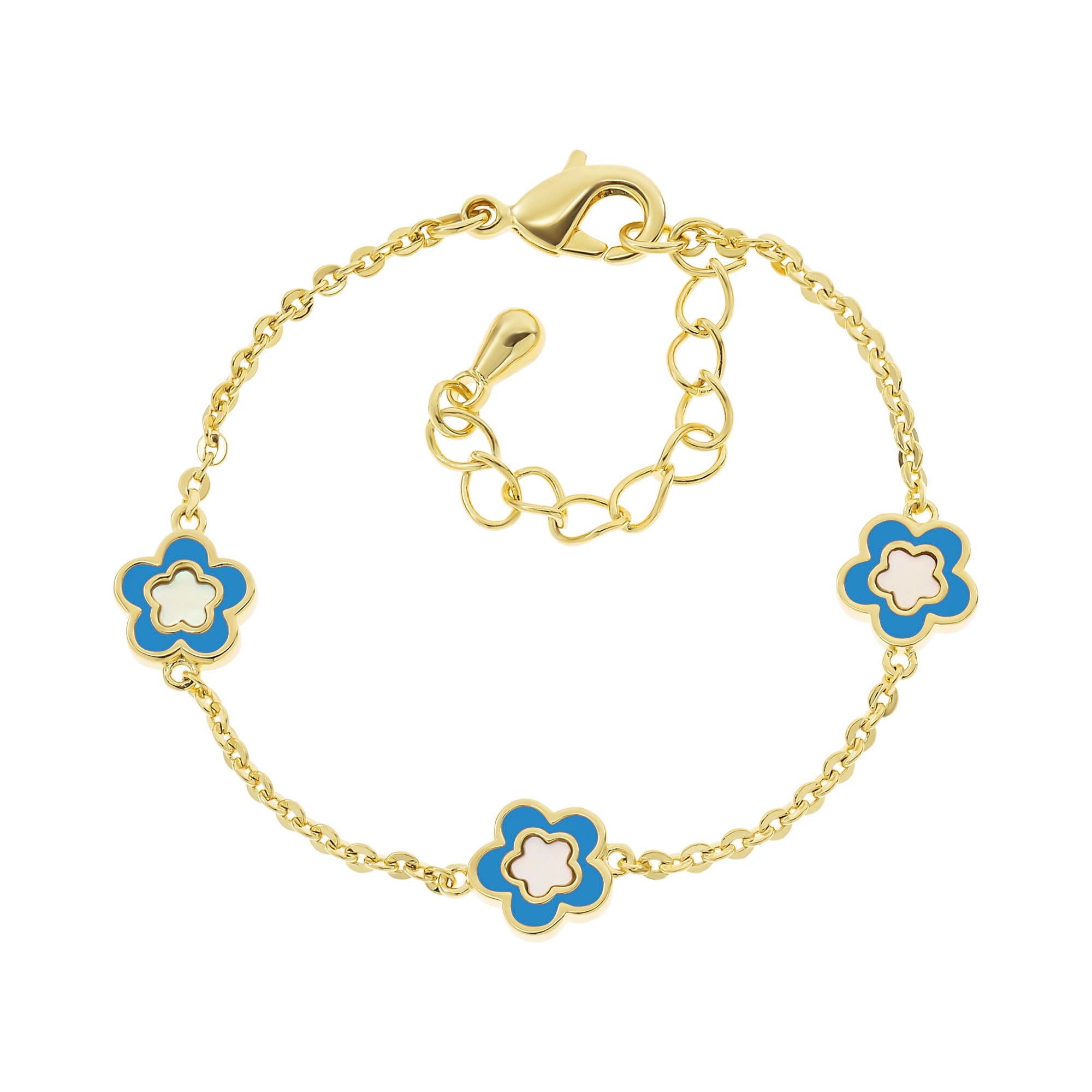 Cameo Collection Mother of Pearl Enamel Flower Bracelet