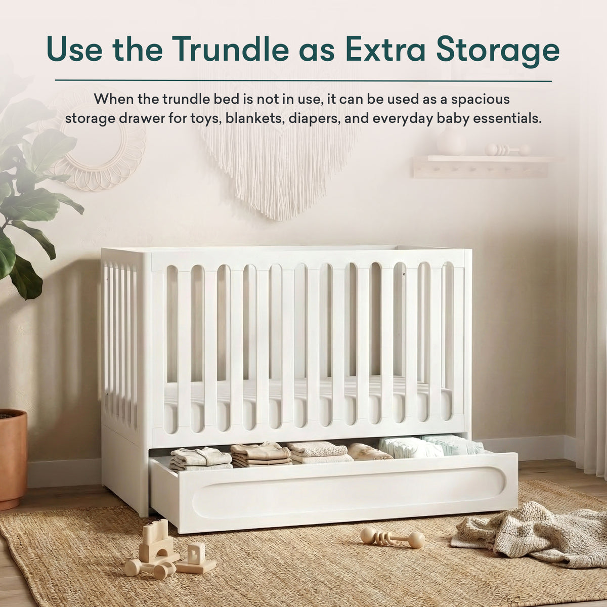HushCrib Lulla & Lulli 3-in-1 Convertible Crib With Trundle